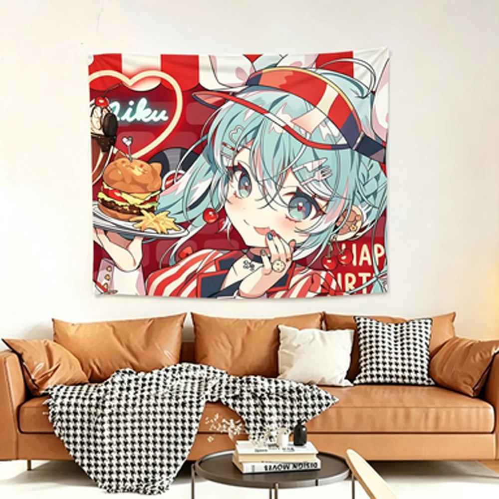 Cartoon Pretty Girl INS Style Decorative Hanging Cloth Cute Girlish Aesthetic Bedroom & Dormitory Background Wall Decor