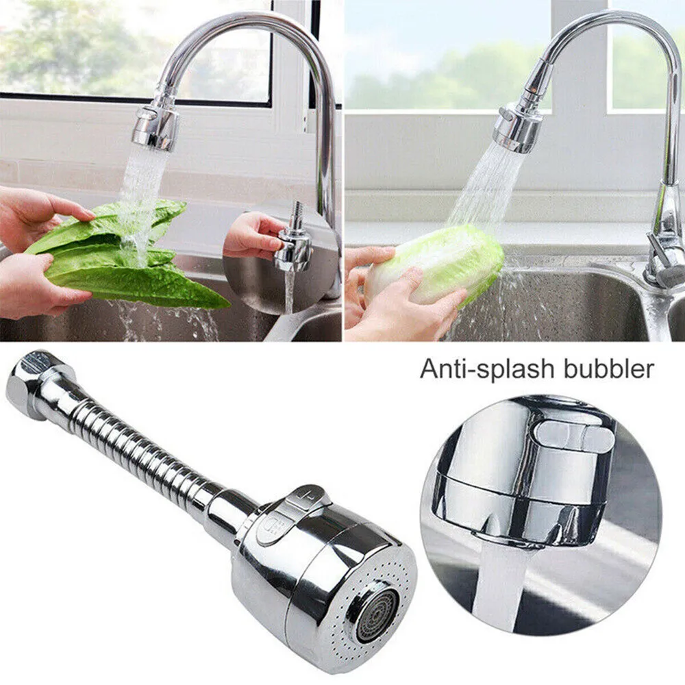 24mm Faucet Extender 360 Degree Rotating Anti-Splash Head Nozzle Aerator Bendable Sink Extension Hose Kitchen Accessories