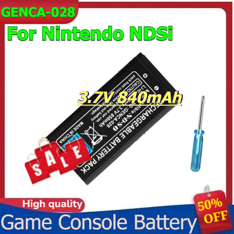 

GENCA-028 Rechargeable Lithium-ion Battery for Nintendo NDSi Game Console Battery 3.7V 840mAh + Screwdriver Tool