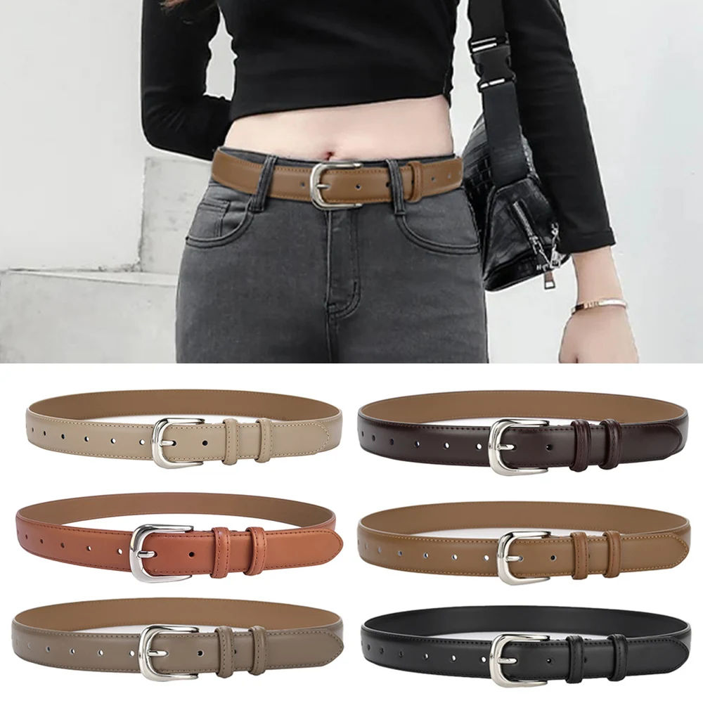 

New Genuine Leather Belt Waist Strap With Pin Buckle For Women Simple Slim Trouser Belt Classic Luxury Waistband Jeans Belt