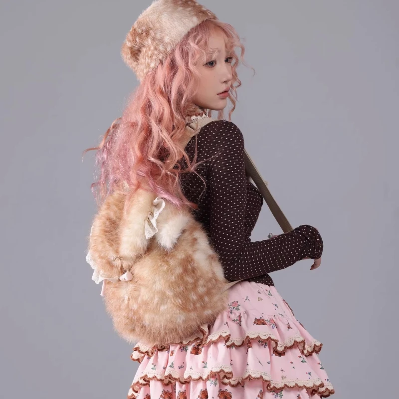 2025 شتاء جديد القبعات النسائية الدافئة الرجعية تصميم البني غير النظامية تفريغ الدانتيل الربط القرن مشبك وشاح قطعتين مجموعات السيدات