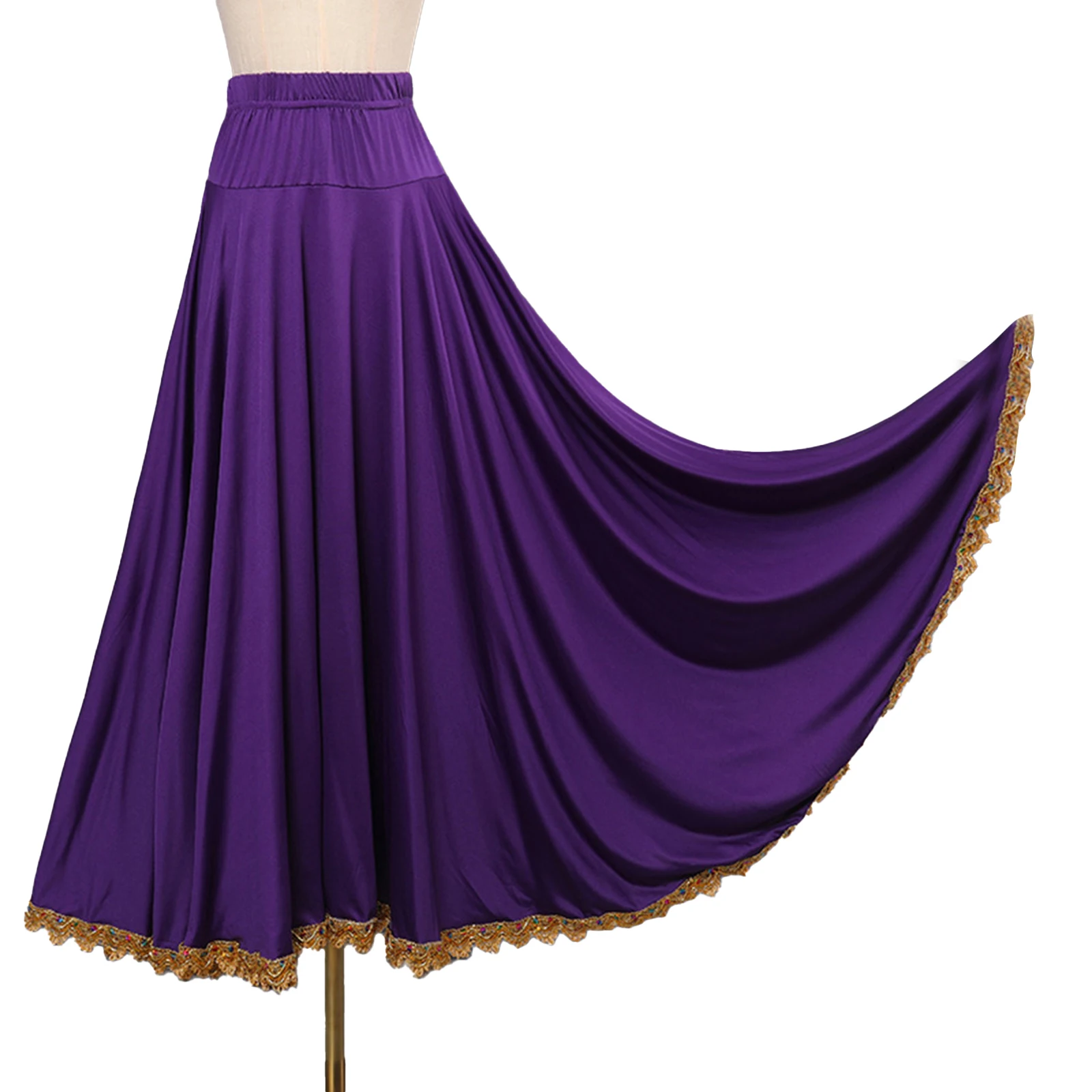 スペインパスドーベルダンススカート闘牛ティアードフルサークルロングスカートフラメンコ社交ラテンパフォーマンス衣装女性用