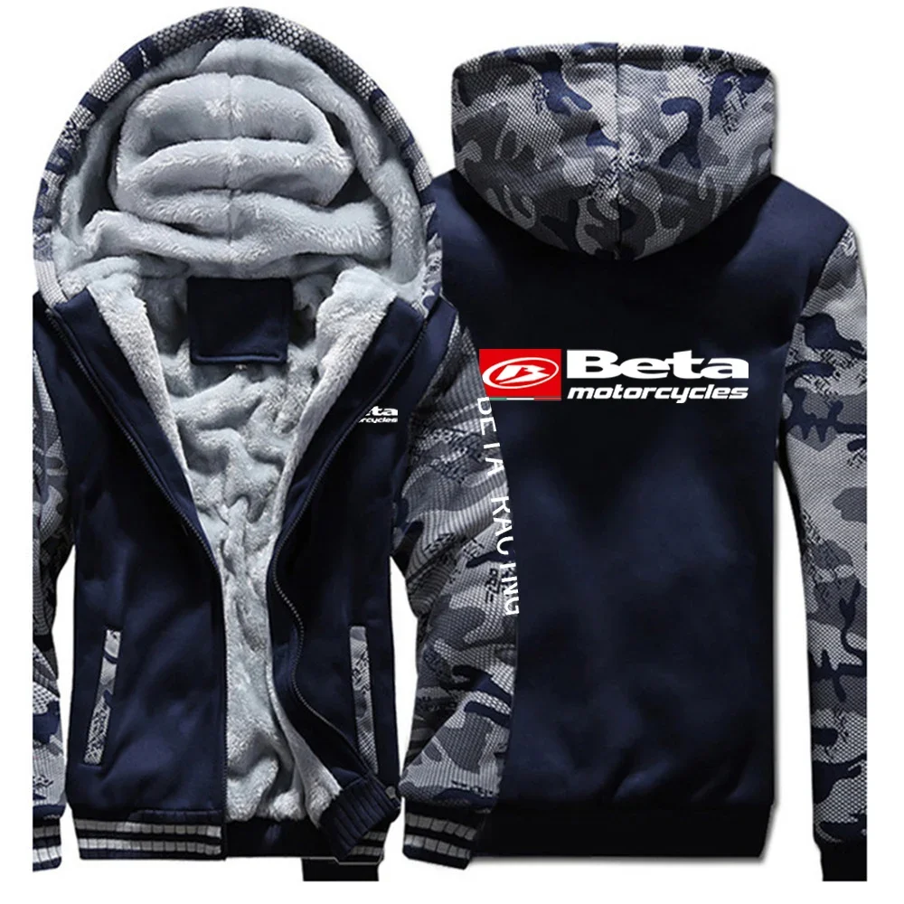 2024 New Printing Men Beta Racing Motorcycle Autumn and Winter Jacket Sweatshirts Thicken Hoodie Zipper Coat Tops