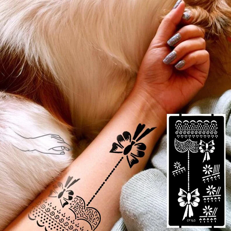 Hollow Out Tattoo Sticker Template 3D Color Spray Painting Indian Haina Tattoo Stencil Body Art Tattoos Art Tools Tattoo Mould