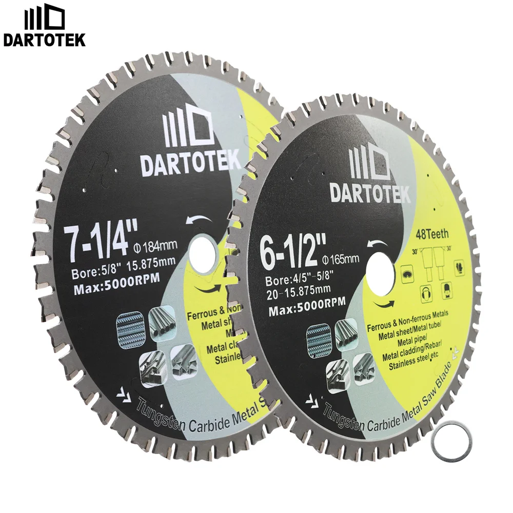 DARTOTEK Dia165/184mm Cutting Iron Disc 1/2Pcs 48T Hard Alloy Circular Saw Blade For Cutting Metal Plates Steel Bars Disc Cutter