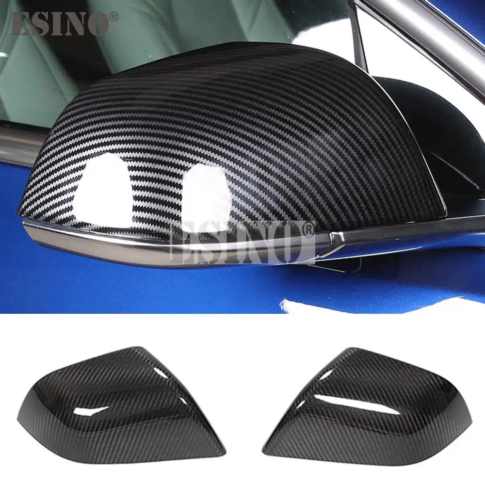 

2 x Real Carbon Fiber Rear View Side Mirror Adhesive Covers Case Trims For Tesla Model 3 Model S Model Y Model X