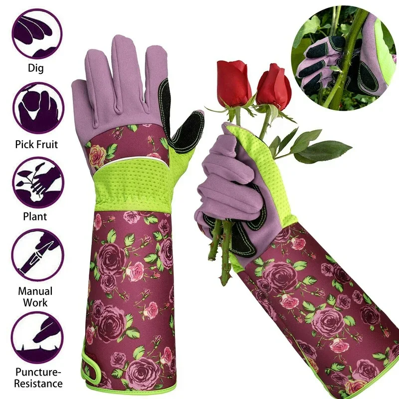 Long Pruning Garden Gloves Durable Puncture Resistant Work Yard Glove Hands Protector Waterproof Trimming Gardening Glove