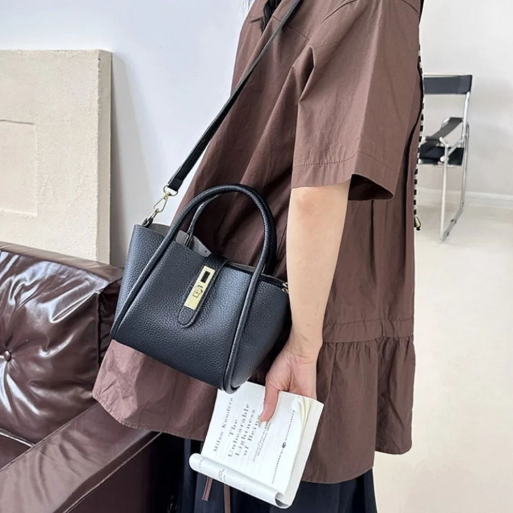 

Leisure Chic Slant Cross Bucket Bag High-End Commuting Single Shoulder Bag Leather Luxury Women's Handbag Daily