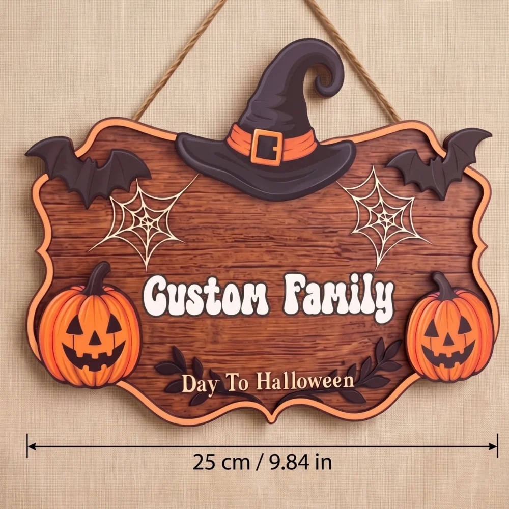 Personalized Custom Halloween Countdown Door Sign,Custom Family Name Text,Countdown Calendar Sign