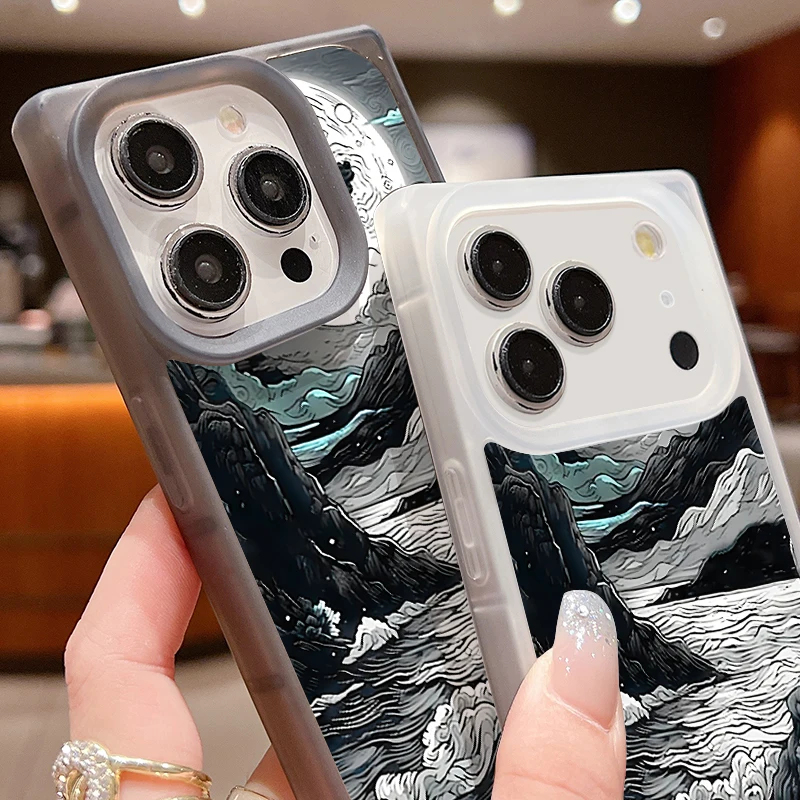 Мягкий чехол для телефона из ТПУ с пейзажной живописью для iPhone Air 17 16 15 14 Pro Max 13 12 17 Pro 11 16 15 Plus, противоударный силиконовый чехол