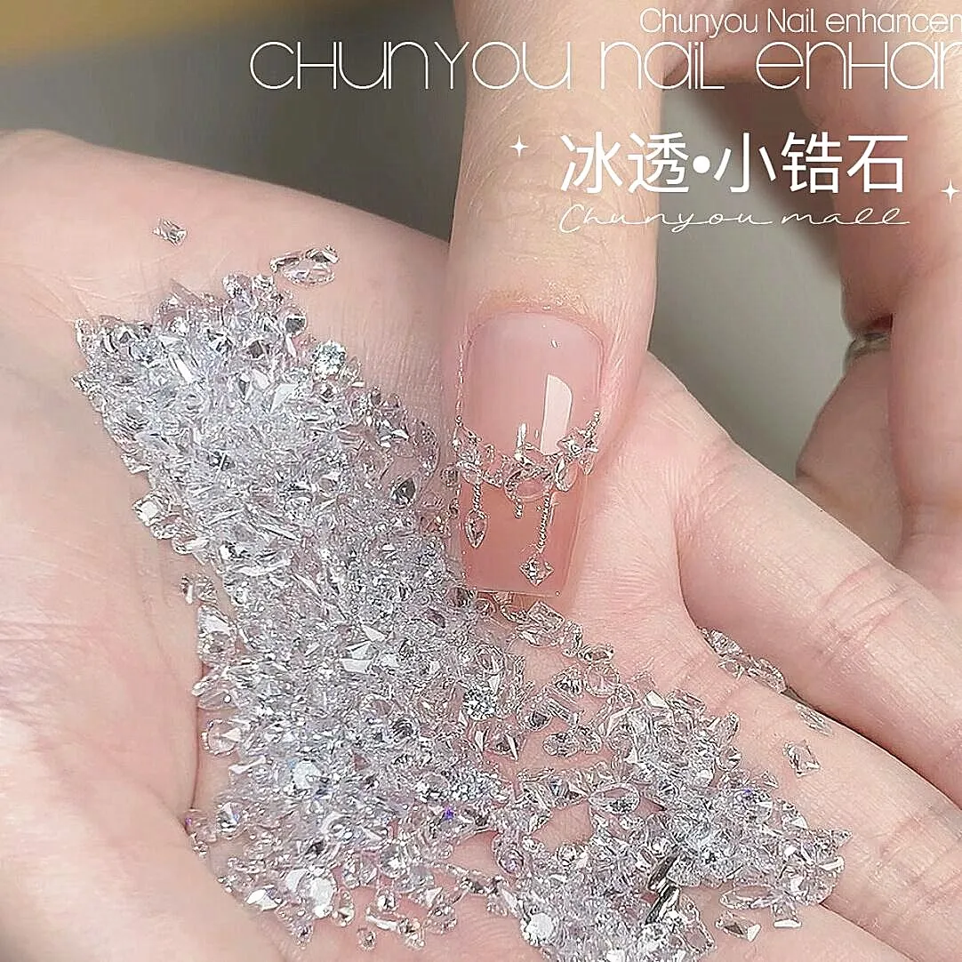 1Bag  Clear Mini Rectangle Nail Decoratrion Silver Nails Accessories Crystal Flat Stone Mirror DIY Heart Rhinestone Nails Drill