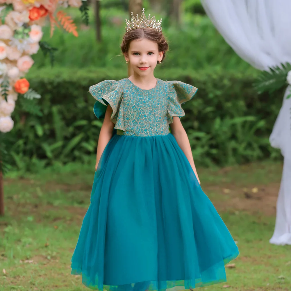 Kind Prinses Bubble Gezwollen Lange Jurk Victoriaanse 19e Rok Baljurk Halloween Cosplay Jane Austen Kostuums Bruiloft Bloem Meisje