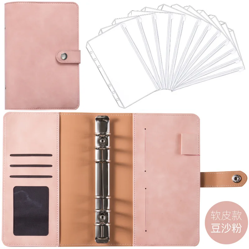 Good Material A6 PU Leather Budget Binder Notebook Cash Envelopes System Set Binder Pockets Money Budget Saving Bill Organizer