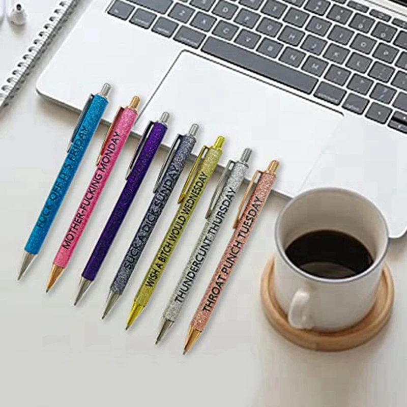 7 Pen Everyday Work Office Ballpoint Pen Set Description Adult Attitude Office Gift For Coworkers And Friends