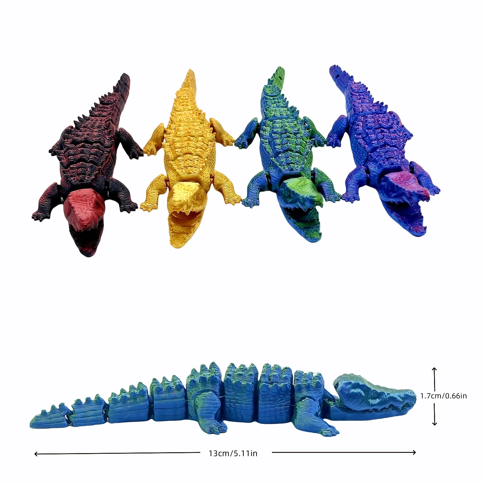 3D Printed Realistic Alligator Animal Set of 3, with Movable Joints, a Prank Toy, Suitable for Home and Office Display.