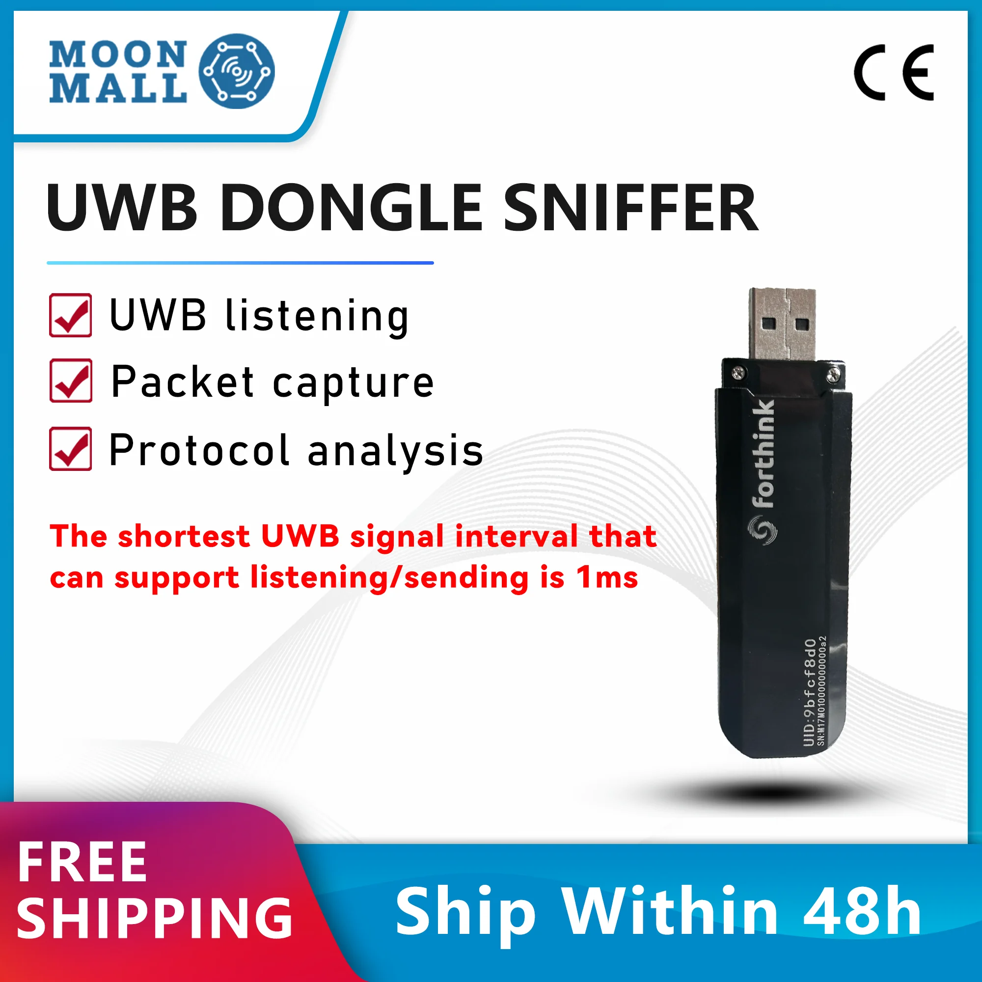 

UWB Dongle Sniffer UWB Ultra Wideband Detection Packet Grabber Sniffer Protocol Analyzer