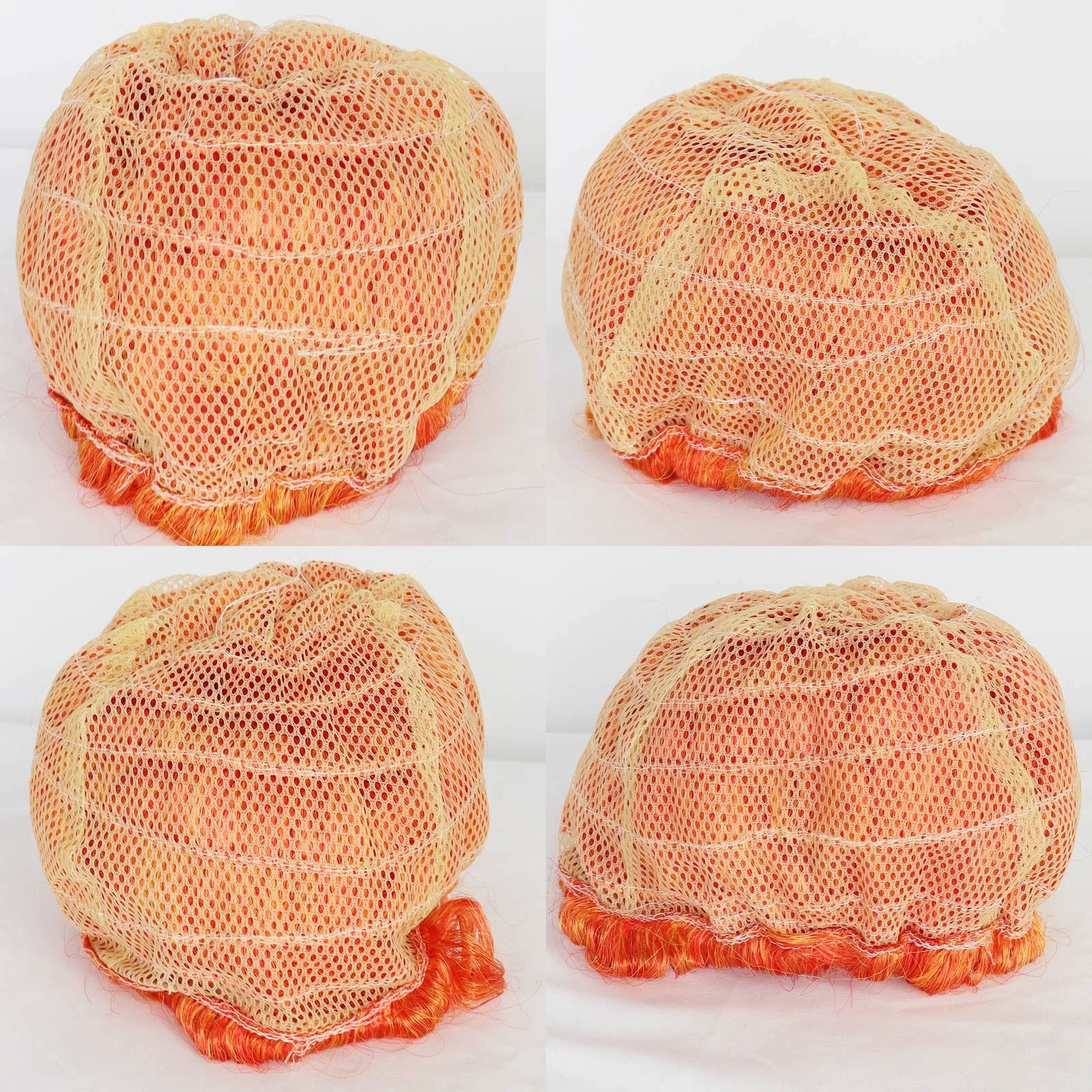 Peluca de 12 pulgadas para hombre, de dos tonos naranja y amarillo postizo, con estilo de llama, ideal para fiesta de Halloween y acción de gracias