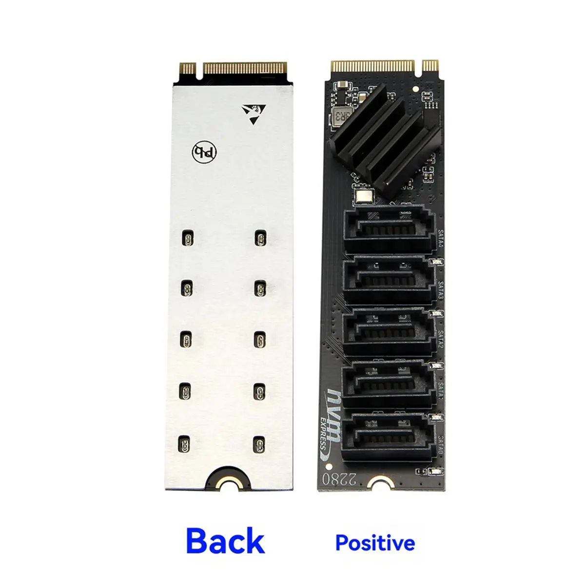 NEW FACTORY~M.2 NVME M-Key PCIE 3.0 to SATA 6Gbps 5-Port Expansion Card Hard Drive Extended PCI-E Adapter Card JMB585 Chip
