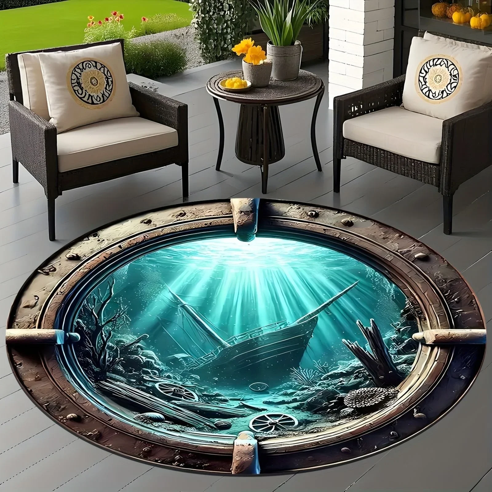 2D Interstellar Travel Stargate Print Round Rugs Carpet Floor Mats Playroom Upholstery Living Room Bedroom Gaming Rug