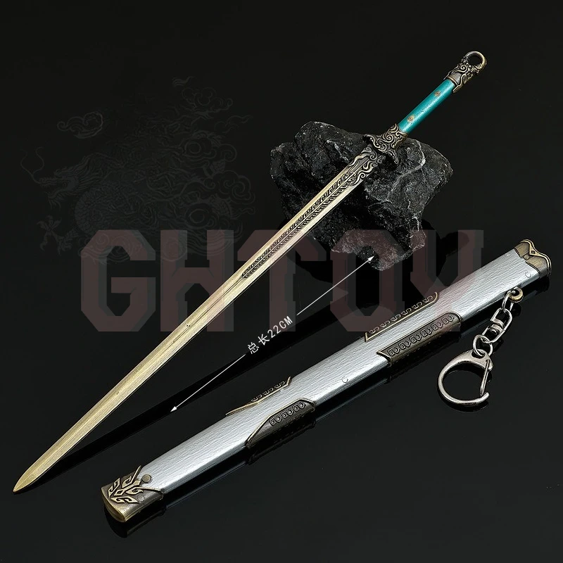 Periféricos para videojuegos Linjiang Xian, 22cm/8,66 pulgadas, modelo Xiao Yanqiu, espada de abeja verde, vaina de Metal, modelo de escritorio