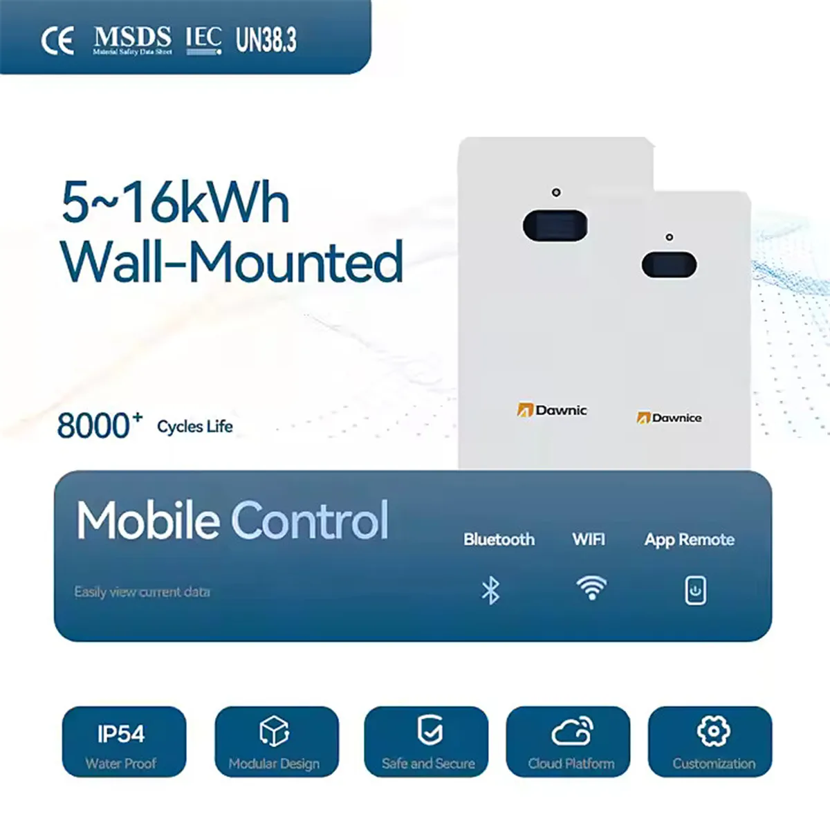 Lithium LifePO4 Battery 48V 51.2V 100Ah 200Ah 5Kwh 10Kwh 16Kwh  20kwh Power Wall with BMS for Off Grid/Hybrid Solar System