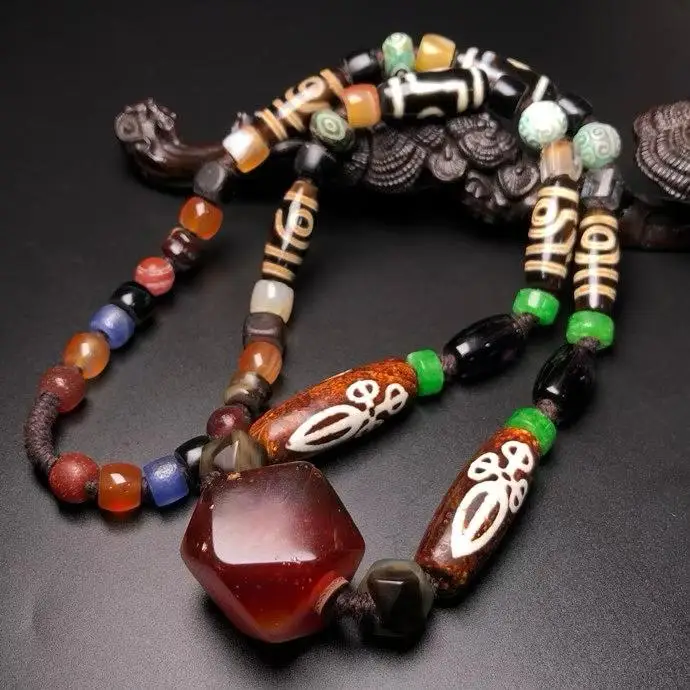 Treasured Tianzhu Agate Glass Multi Treasure Necklace made of precious celestial beads