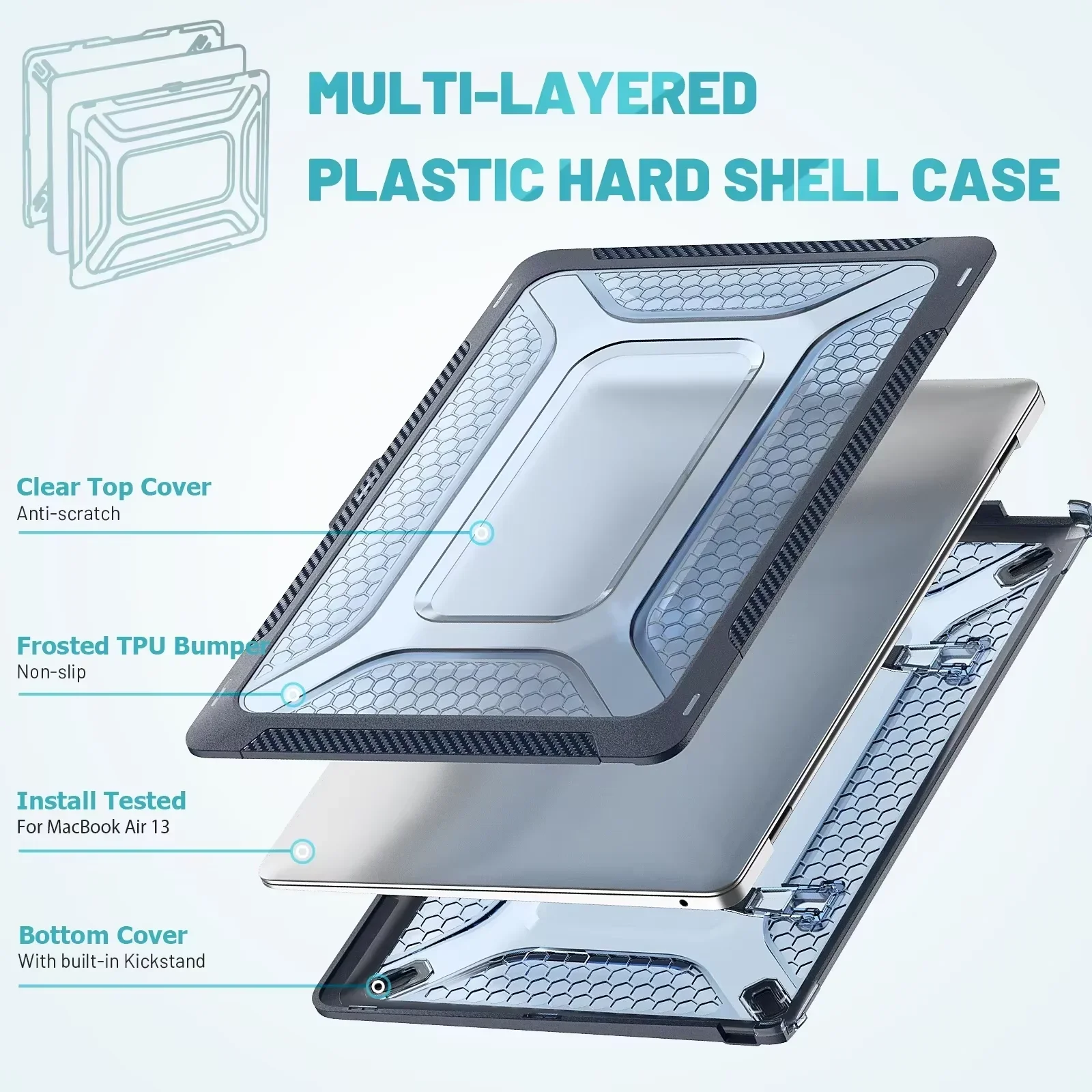 Honeycomb Heavy Duty TPU Bumper Plastic Case Cover for Macbook Pro Air