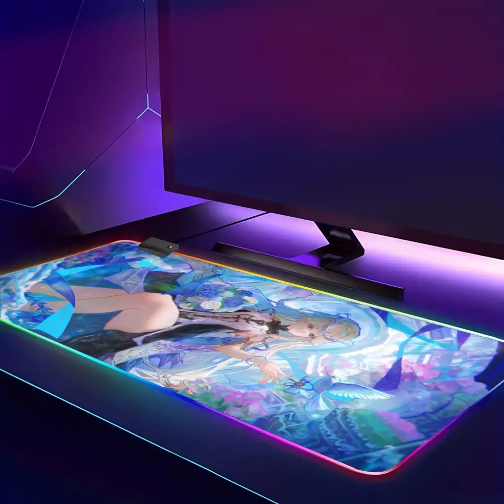 Wuthering Waves CARTETHYIA Mouse Pad Animation Games Beautiful RGB Gaming Mouse Pad HD Gamer Large LED Light PC Computer pad