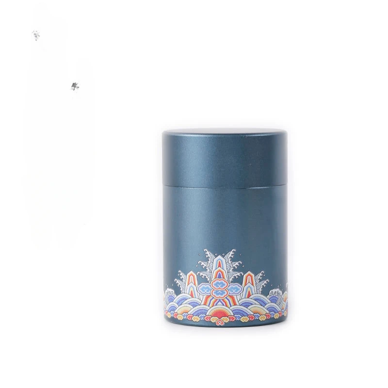 Creative Cylindrical Aluminum Alloy Tea Canister Portable Tea Box Wave Pattern Metal Sealed Jar Storage Container Art Decoration