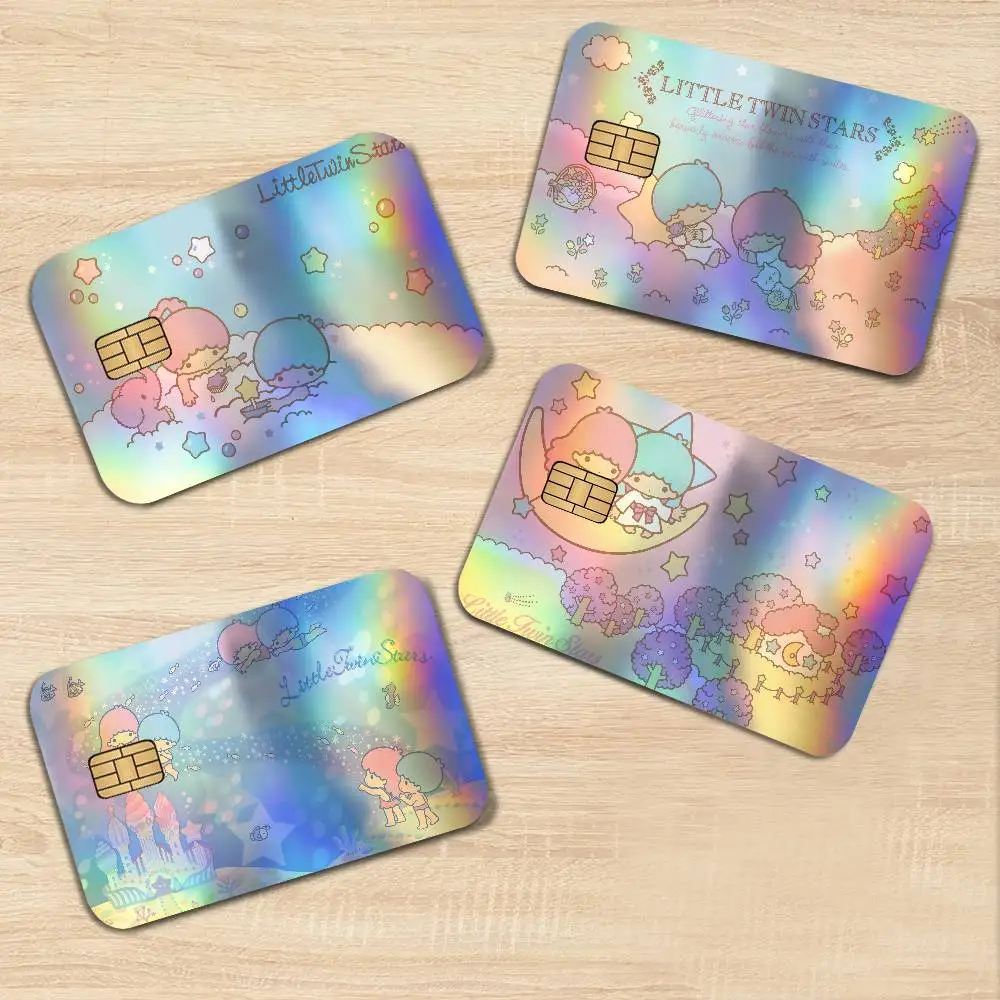 Cartoon Cute Little Twin Stars Trendy Laser Glitter Bank Card Stickers All Match Multi Purpose Use