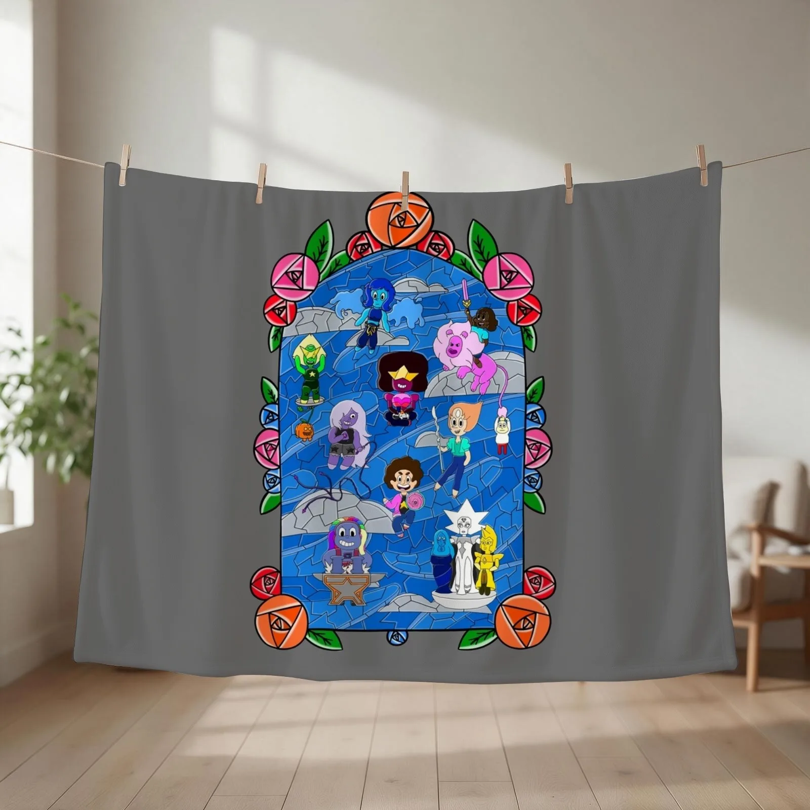 Steven Universe Stain Glass Window Throw Blanket couch cozy soft plush fuzzy picnic outdoor blanket