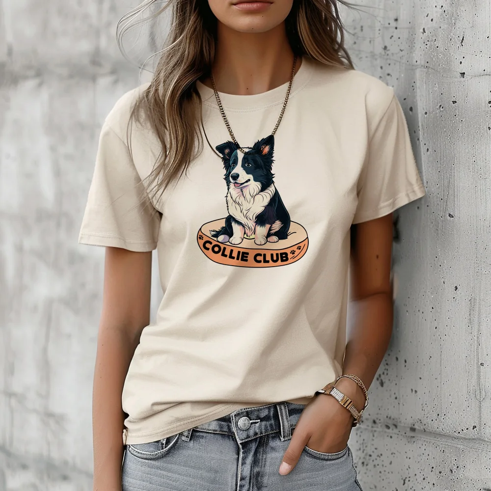 Border Collie Tee women manga funny designer Tee female harajuku anime streetwear clothes