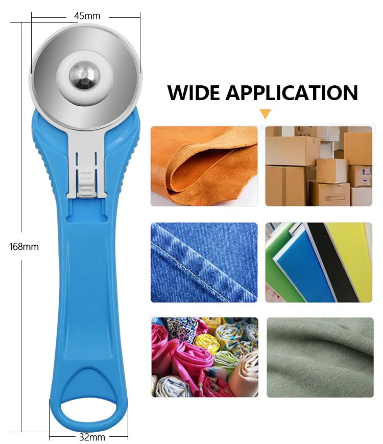 45mm Rotary Cutter Set Leather Craft Cutting Tool with Ergonomic Handle for DIY Fabric Patchworking Sewing Quilting Crafting