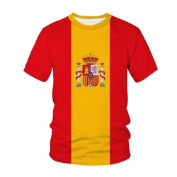 Spain National Flag Pattern T-shirt For Men Hot-selling New Summer Women's Short-sleeved T-shirt Top Shirt Children's 3D