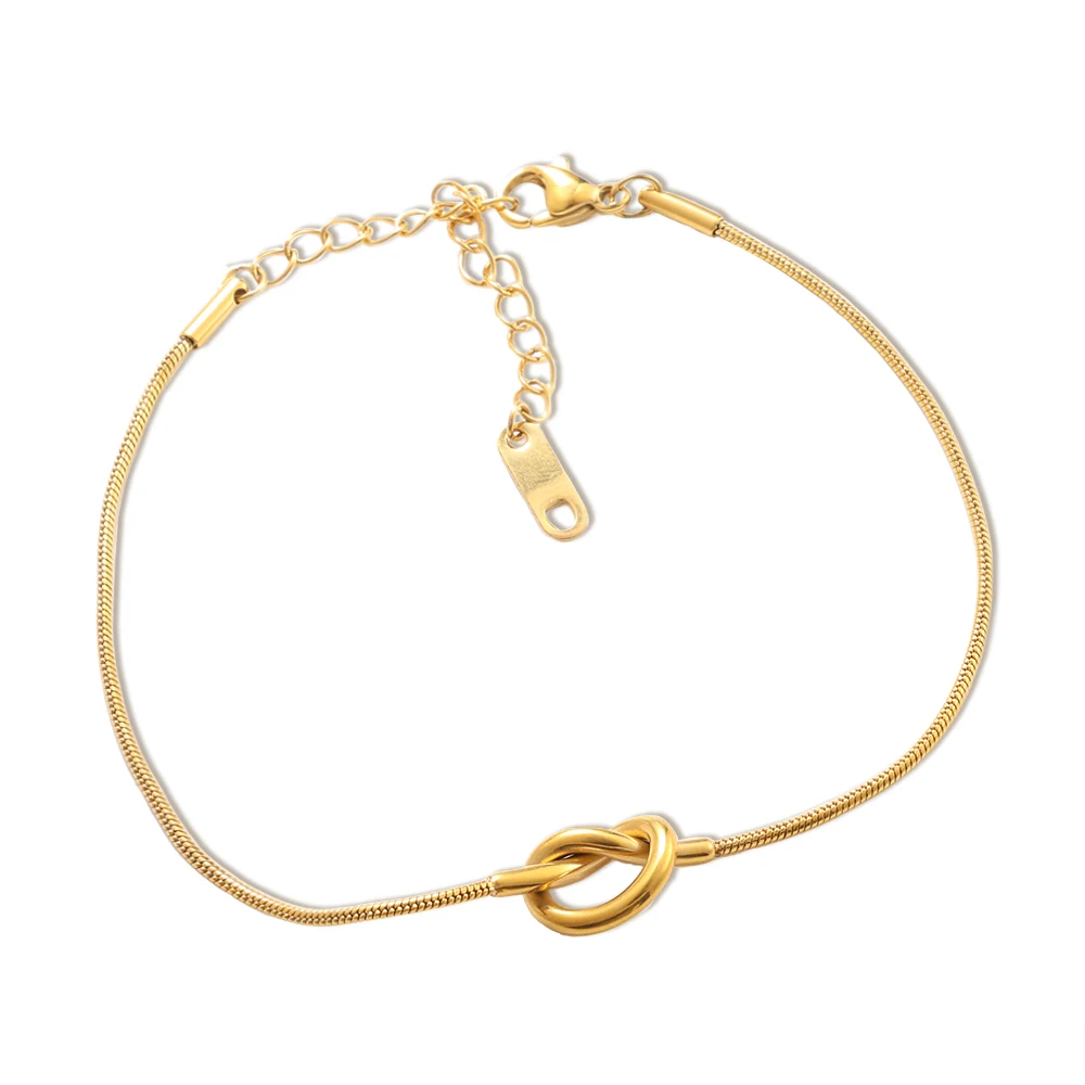Knotted Necklace Bracelet Set Simple Commuter Gold-plated Stainless Steel Choker High Quality Jewelry Kit Daily Wear Accessories