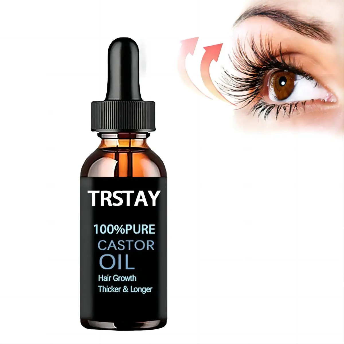 Rapid Growth Essential Oils Essence 100% Castor Oil Eyelash Nourishing with Brush Stimulate Growth for Eyelashes Eyebrows Hair