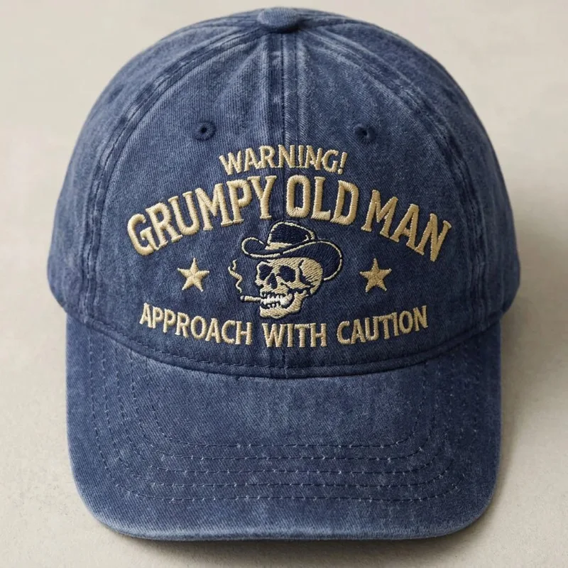 Stereo Jean Skeleton Stitched Ball Hat Worn Faded Retro US Style Visor Sun Shield Headgear Youth Urban Leisure Travel Outfit view 2