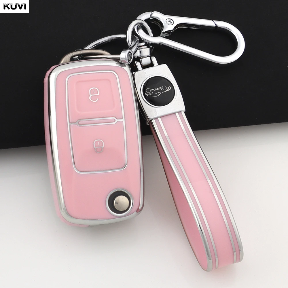 Funda para llave de coche de TPU de 2 botones para VW Volkswagen Amarok Polo Golf 4 5 6 MK4 Bora Jetta Altea Alhambra Passat B5 B6 B7