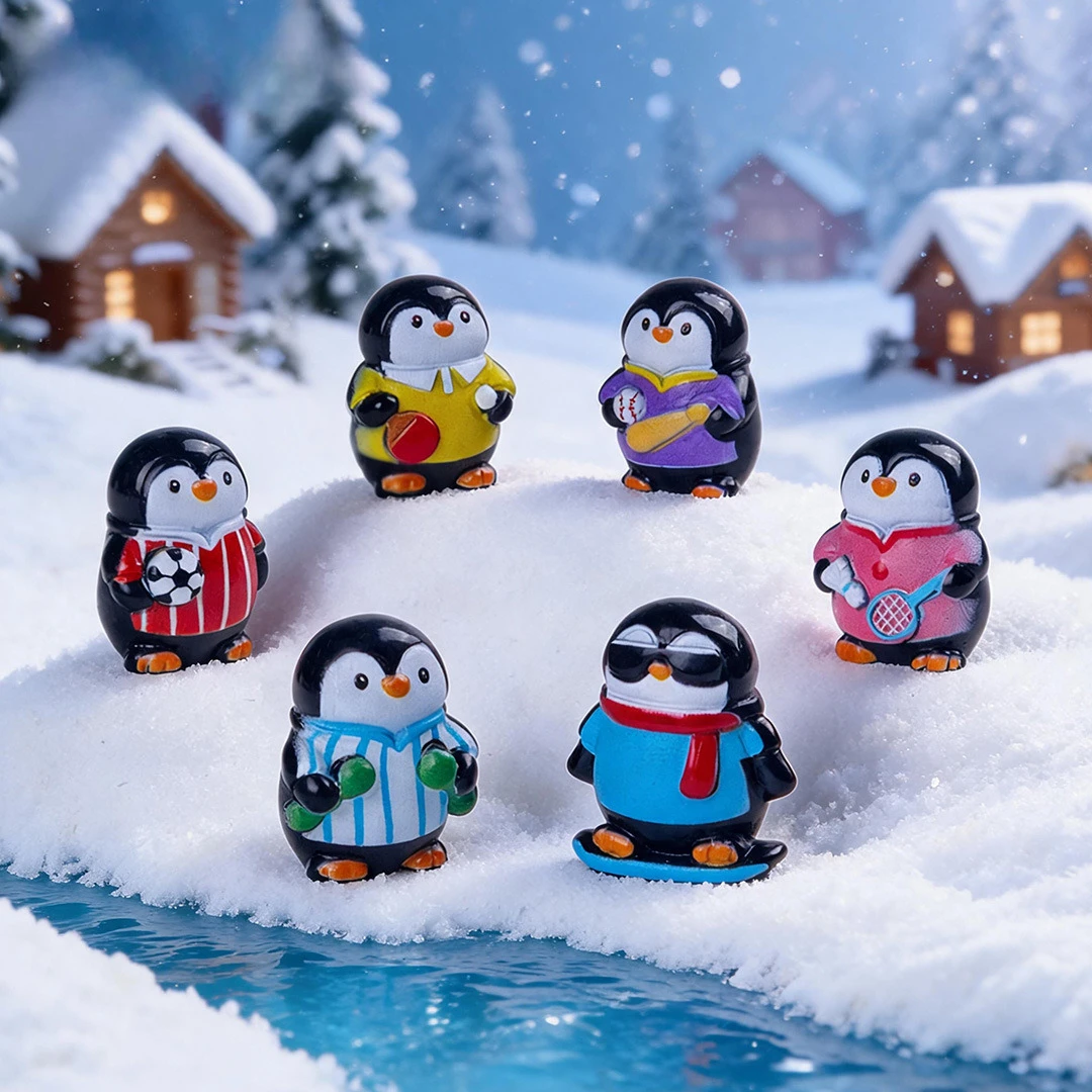 100pcs Kawaii Cartoon Penguin Doll 3D Resin Animal Mini Desktop Ornament DIY Keychain Jewelry Pendant Dollhouse Decor view 3