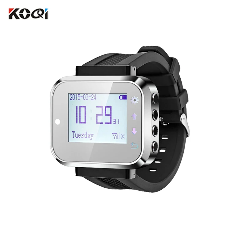 Restaurant Server Pagers Easy To Call Transmitter Button With Receiver Watch System CE (2 watch+10 call button)