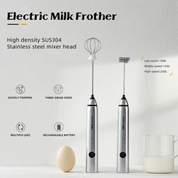 MHW-3BOMBER Electric Milk Coffee Frother for Latte Art Cappuccino Rechargeable Egg Mixer Professional Home Kitchen Accessories