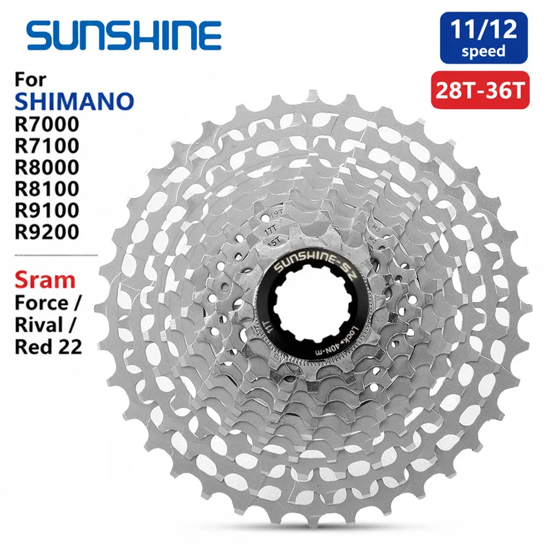 

SUNSHINE Road bike 11 12 speed hg cassette 11 28T 32T 34T 36T For R7000 R7100 R8000 R8100 R9100 R9200 Force / Rival / Red 22