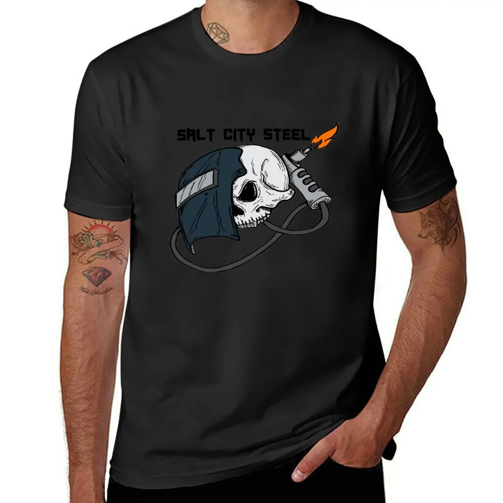 

Salt City Steel Skull T-Shirt graphic t shirts Anime t-shirt Clothing blue lock compression shirt men