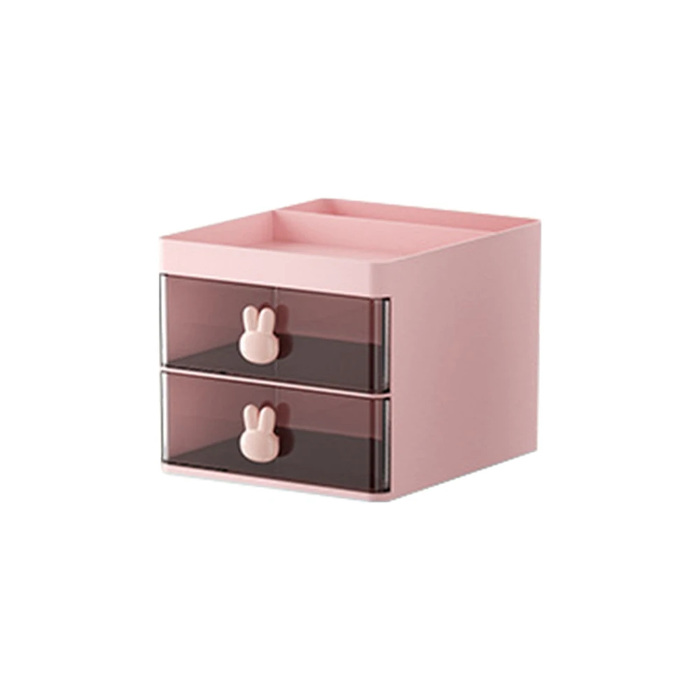 REST Desktop Storage Box Tube Transparent Drawer Storage Box Children's and Students' Desktop Ornaments Pink