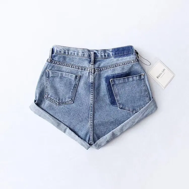 High Waist ort Jeans Capri Pants Women's Denim orts Waed out Faded Long Leg Beauties Spring 208 Sexy Hot New Sle