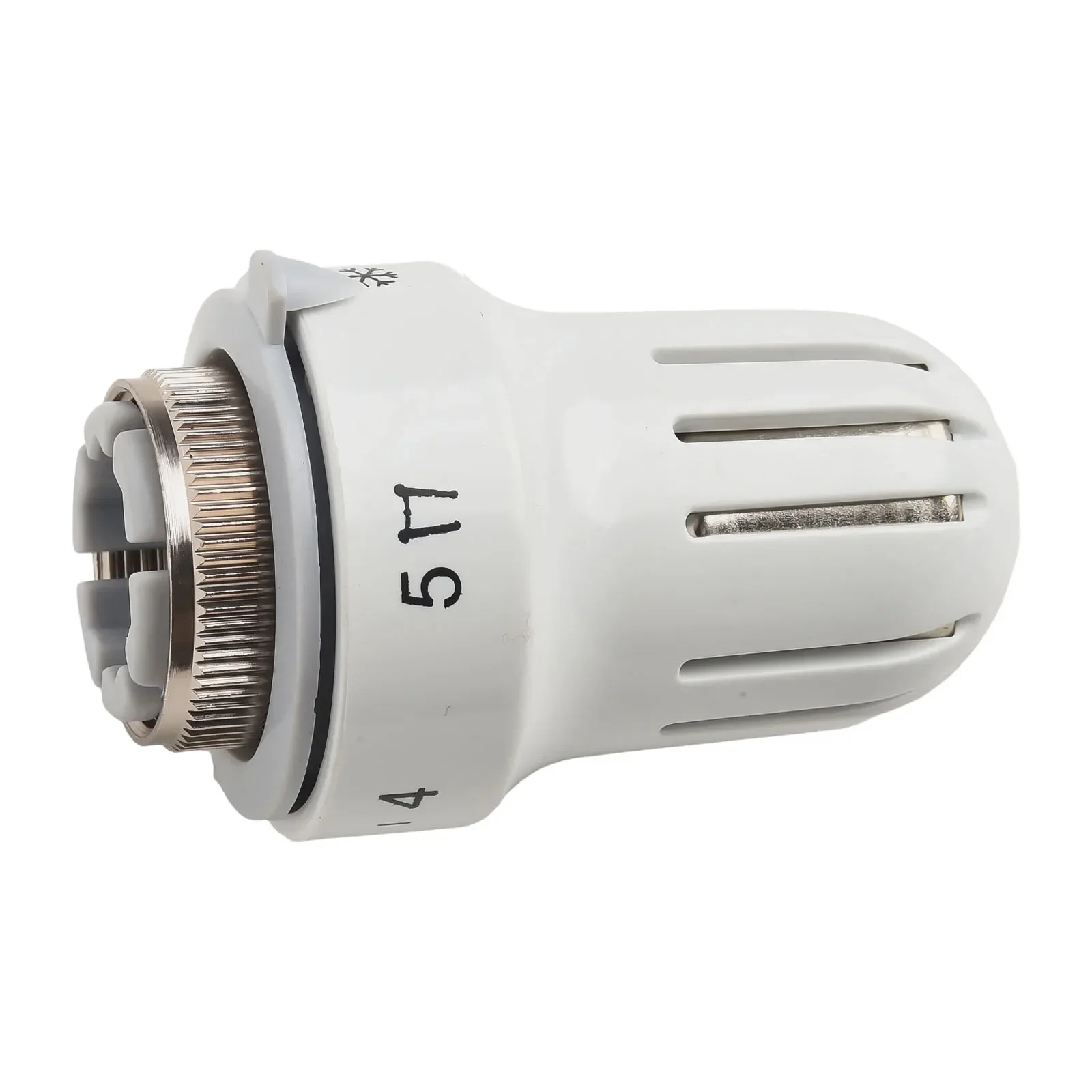 หม้อน้ําวาล์วหัวเครื่องทําความร้อนพลาสติก TRV ปรับโลหะผสม M30x1.5 เกลียว Thermostatic สีขาว 8.7 ซม.X 3.4 ซม.Druable