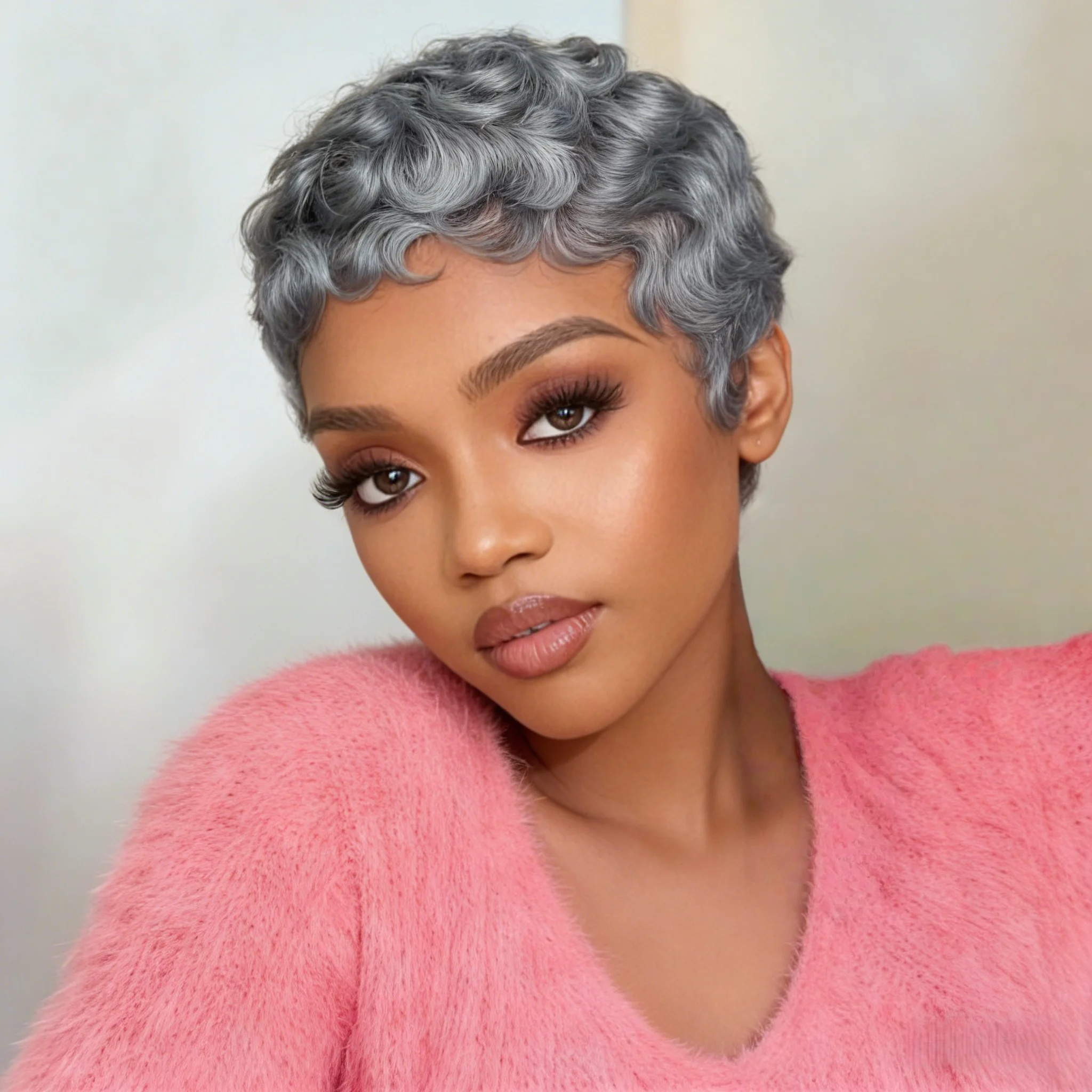 

Короткие парики с объемной волной, человеческие волосы, стрижка пикси, 6 дюймов, человеческие волосы для женщин, натуральный цвет, вьющиеся человеческие волосы, парики, полностью машинное производство