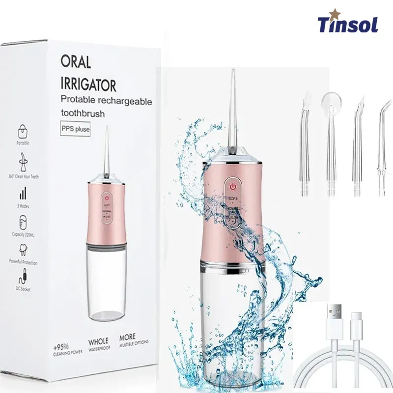 

Новая зубная нить USB Портативная нить Водонепроницаемый беспроводной распылитель для зубов Чистые зубы 200 мл 4 насадки Очиститель полости рта Чистые десны