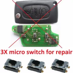 ECUTOOL Car Remote Key Fob Repair Micro Switch Button for Peugeot for Citroen C3 C4 C6 C8 Jumper Jumpy Xsara Flip Keys