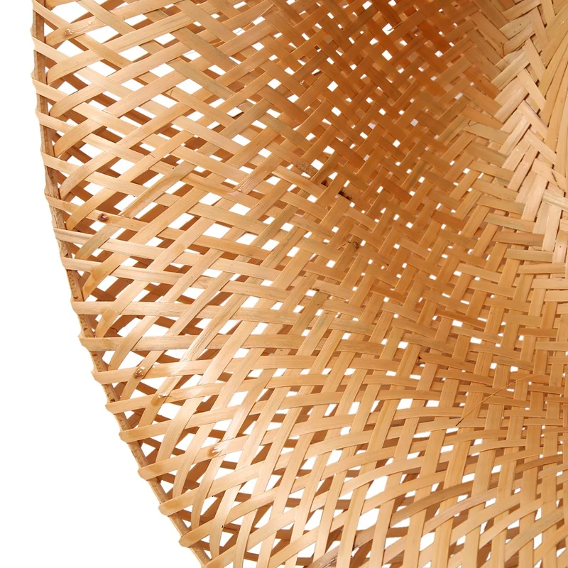 عاكس الضوء من الخيزران والروطان المنسوج يدويًا بطبقة مزدوجة من الخيزران على شكل قبة عاكس الضوء على الطراز الآسيوي الريفي